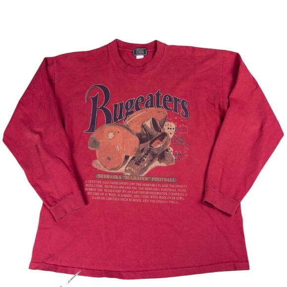 Vintage 90s Nebraska Bugeaters Cornhuskers Long Sleeve Shirt XXL Red Football - Picture 5 of 10